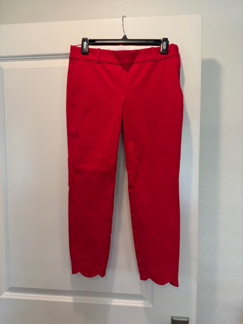 J.Crew Red pants w/ cute scalloped hem